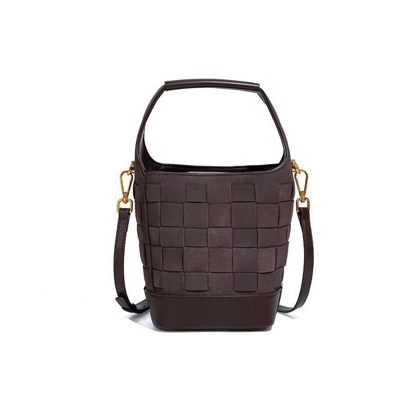 Korean Bag Women s Fashionable Woven Deerskin Velvet Bucket Single-shoulder Cross-section Hand-carried