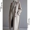 Women's Lapel Long Sleeve Loose Fit Trench Coat Casual Belted Wool Blend Mid-Long Jacket