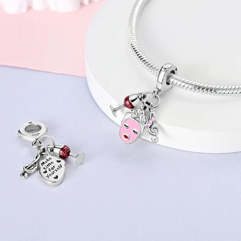 

Charm Bead Charms copper Facial Mask Wine Cup Music Pendants Compatible With Charm Bead Charms Plata Authentic Bracelets Bead Charms Women Jewellery M
