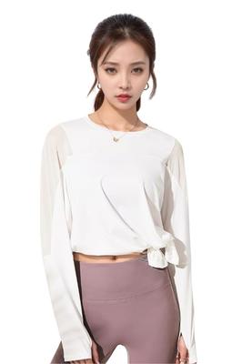 VeroMan Long Sleeve Yoga Mesh Size S Women's Top, T-Shirt, PPI-Meshtops, White,