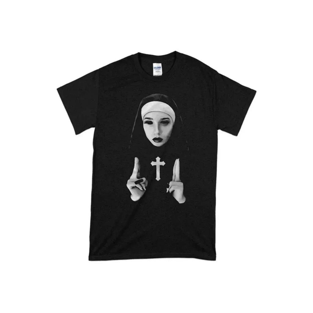 Horror Unheilige Nonne T-Shirt Herren Damen 100% Baumwolle Große Größen Übergroß Sommer Bedruckt Lässig Streetwear Rundhals Unisex T-Shirts 43001