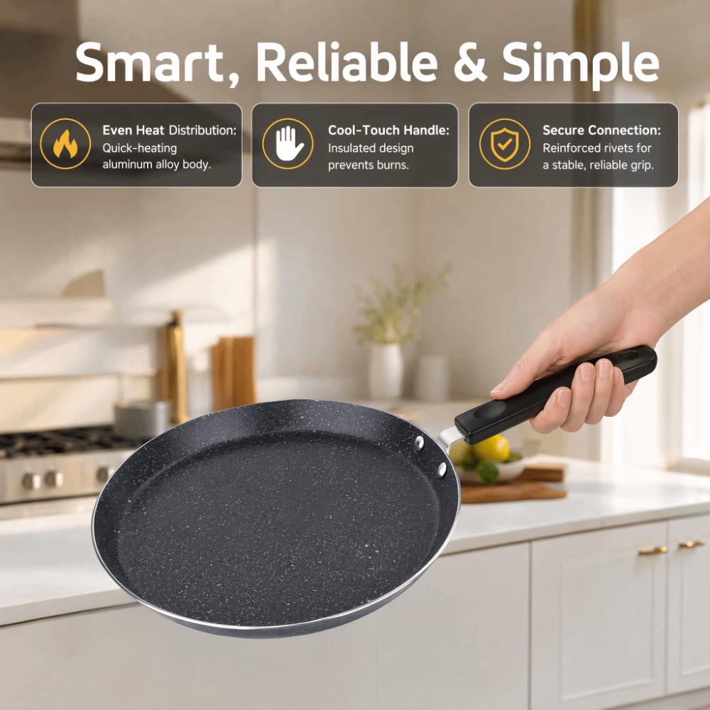 Round Shape Nonstick Crepe Pan Aluminum Alloy Flat Skillet Pan  Pancake Egg Pizza Tortilla