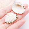 White & Yellow Electroplated Ocean Shell Conch Pendant Charm for DIY Jewelry
