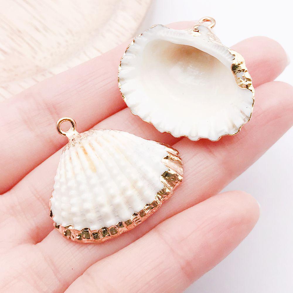 White  Yellow Electroplated Ocean Shell Conch Pendant Charm for DIY Jewelry
