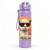 1PC No Probllama Sunglasses Llama 750ml Color Plastic Sports Water Bottle Leakproof Flip Straw Lid Suitable for Sports Office Home Use