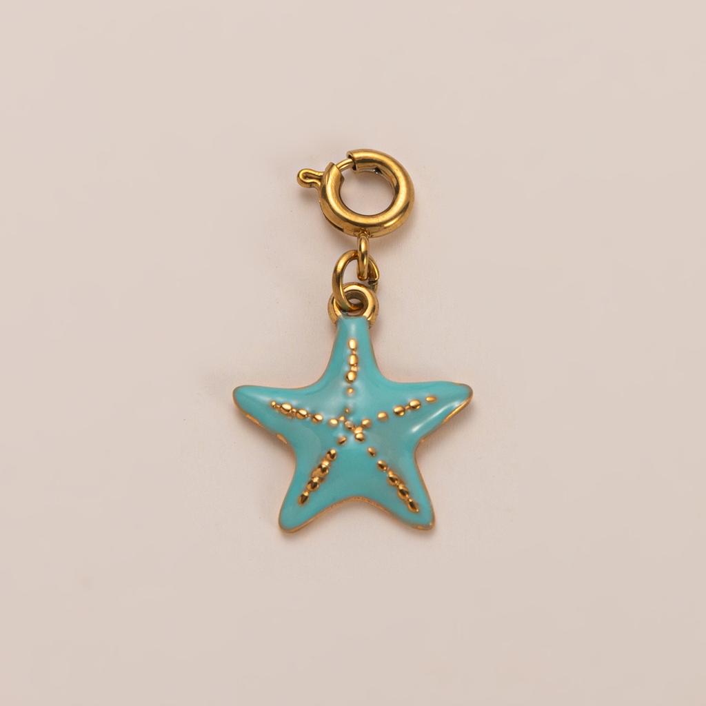 Colorful Ocean Snail starfish turtle shells Charm For Women Stainless steel Gold Color Pendant Bracelet DIY Making Jewelry