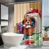 Adorable Puppy Shower Curtain - Laundry Basket & Washing Machine Print, Durable Machine-Washable Fabric, Playful Design