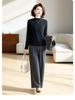 Korean Style Autumn Fashion Set: Middle-Aged Women's Casual Three-Piece Outfit Featuring Top, Wide-Leg Pants, and Vest.