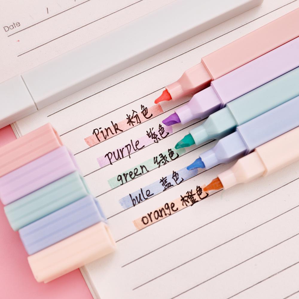 Morandi Pastel Highlighter Set - Large Capacity, Eye-Friendly Fluorescent Markers for Students