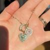 Original Sun Flower Heart Pendant Fashionable Light Luxury Sparkling Starlight Full Diamond Mint Green Necklace Wedding