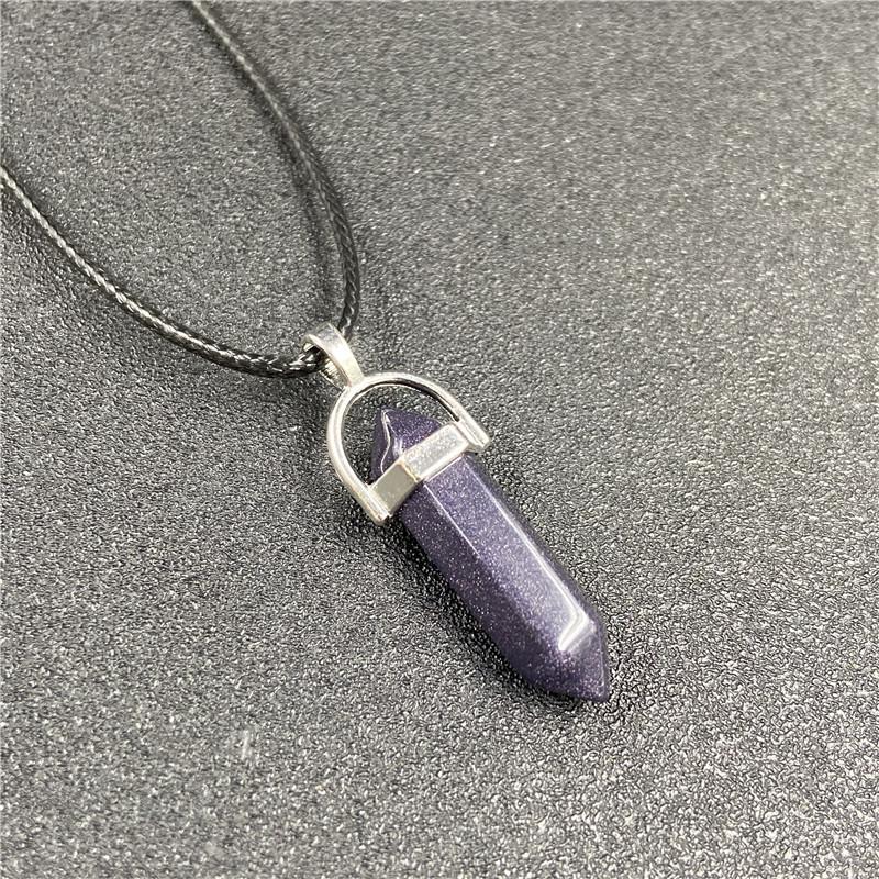 Agate Bullet & Rose Quartz Double Point Pendant Necklace