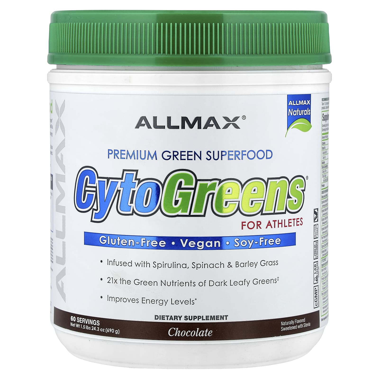 

Cytogreens®, Premium Green Superfood for Athletes, Chocolate Flavor, 690G (1.5Lb)