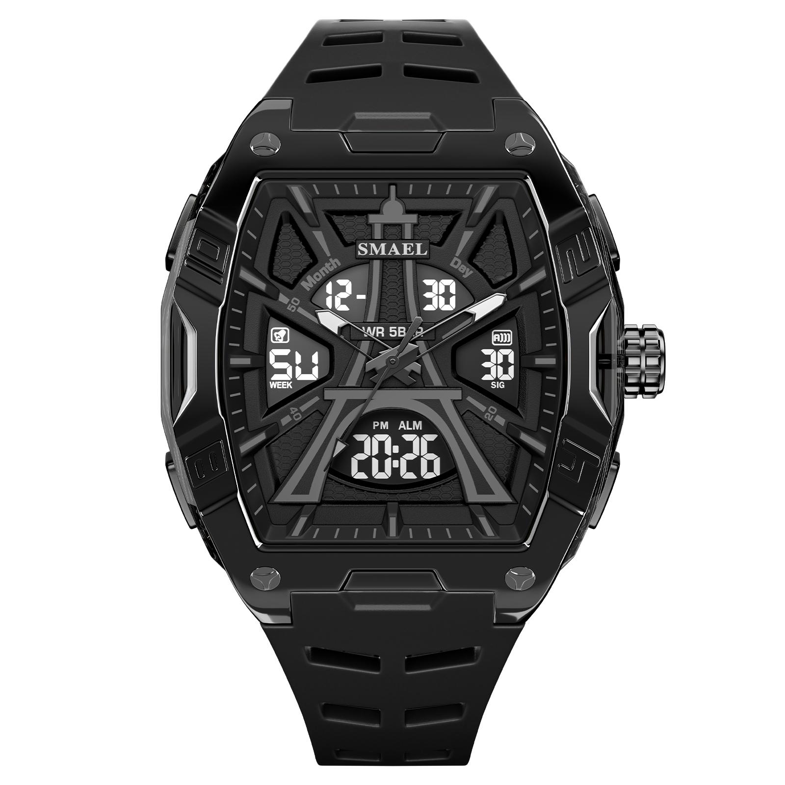 Brand 8131 Waterproof Dropshipping Watch Alarm Clock night light Young Fashion business Quartz Sport Wristwatches чёрный