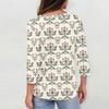 3/4 Sleeve Shirts For Women Button Down Shirt  Top For Women Half Button Down Print Graphic Blouse