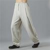 Men's Summer Cotton-Linen Wide-Leg Elastic Waist Pants