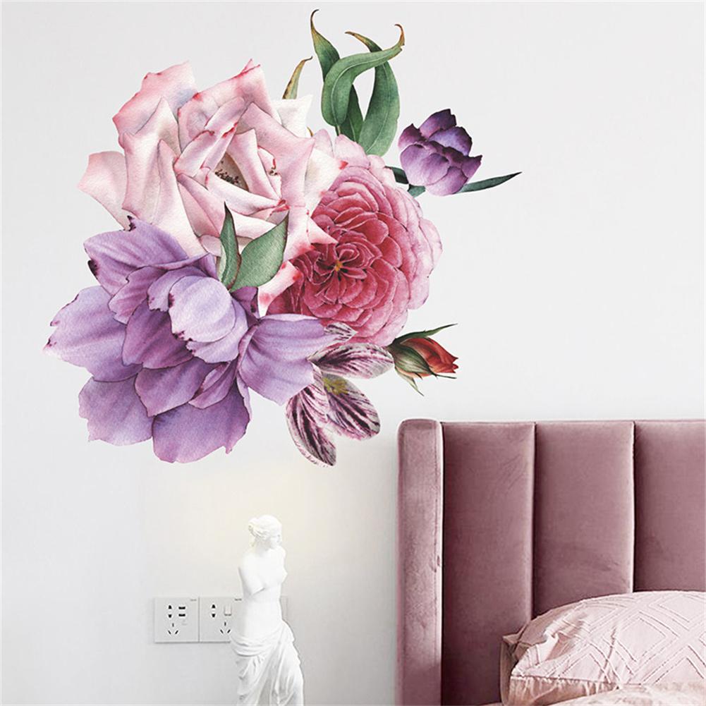 Peony Flower Wall Stickers Wall Decals Romantic Flowers Home Decor For Bedroom Living Room Entrance
