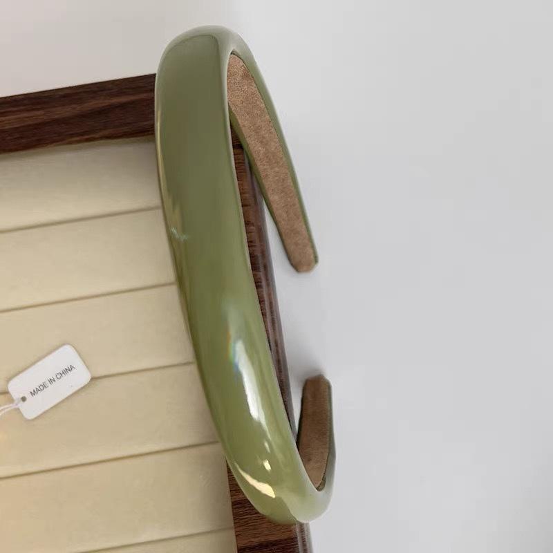 Aufhellender Matcha Grün Lack Leder PU Schwamm Dünner Haarreif Koreanisch Elegant Täglich Gesicht Zeigend Kleines Stirnband Haaraccessoire