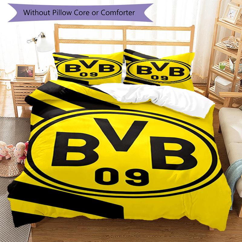 3pcs Football Team (5) Design Cover Set - HD Printed Bedding with 1 Cover and 2 Pillowcases - Perfect for Home and Dorm Decor