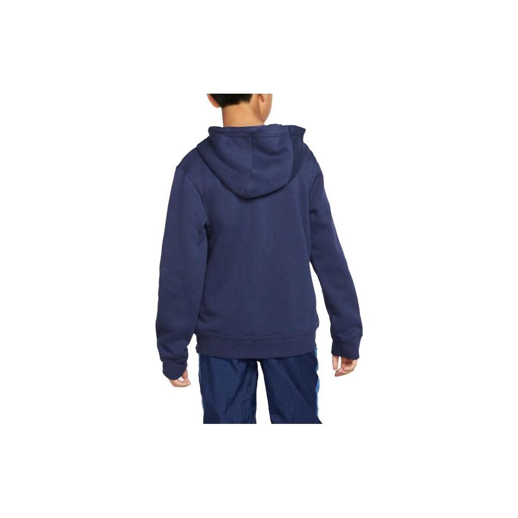 Nike Sportswear Club Logo Embroidered Hooded Loose Fit Jacket Kids Jackets Navy-Blue BV3699-410