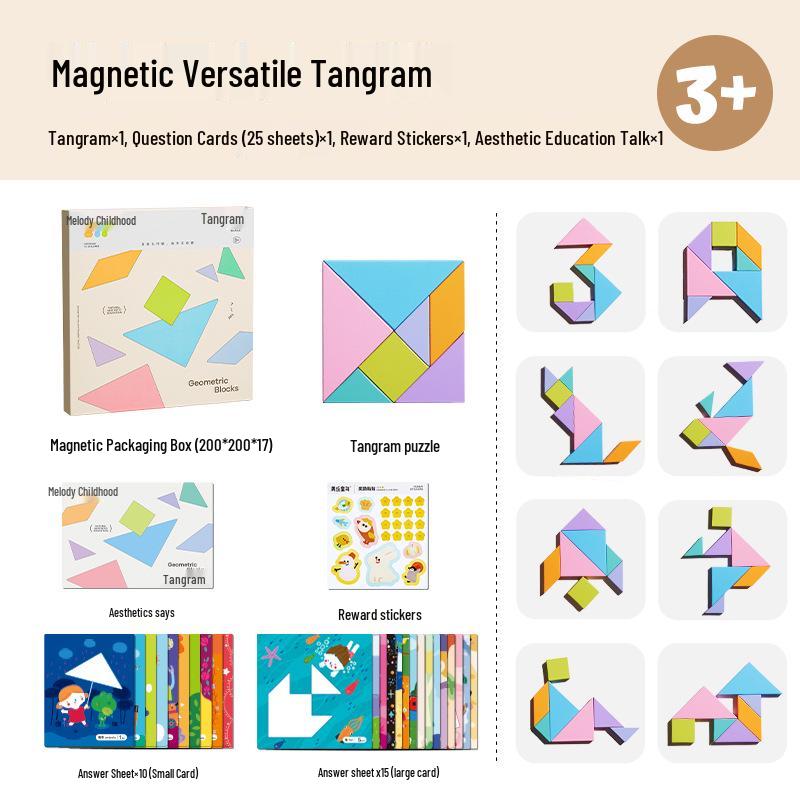 Meile Childhood Magnetic Geometric Blocks - 250 Piece Set for Kids' Shape Recognition and Kindergarten Puzzles