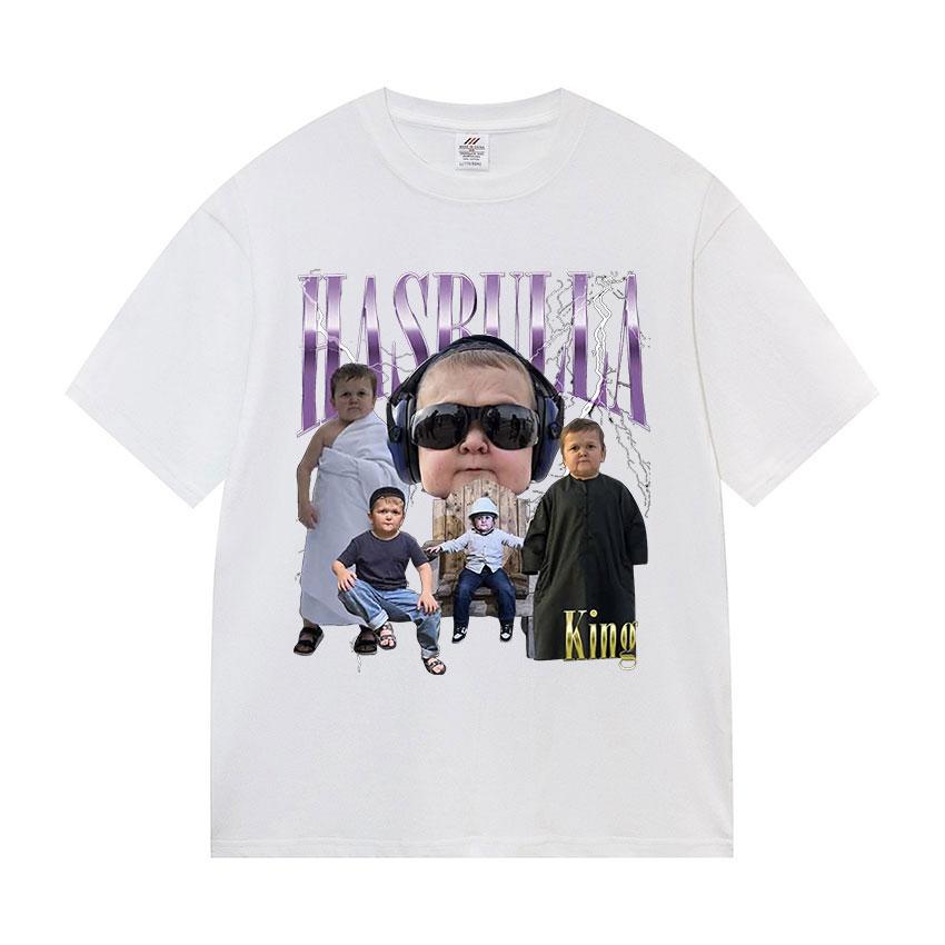 Hasbulla Mini Khabib Blogge Fighting Meme Graphic T Shirts Men's Retro Cotton Short Sleeve T-shirt Streetwear