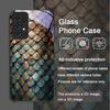 Creative Black Golden Scale Texture Printed Tempered Glass Phone Case for Samsung Galaxy A56 A55 A54 A53 A52 A36 A16 A14 Covers