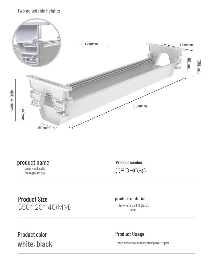 Under Desk Cable Management Rack: Executive Desk Organizer for Power Strips and Wires