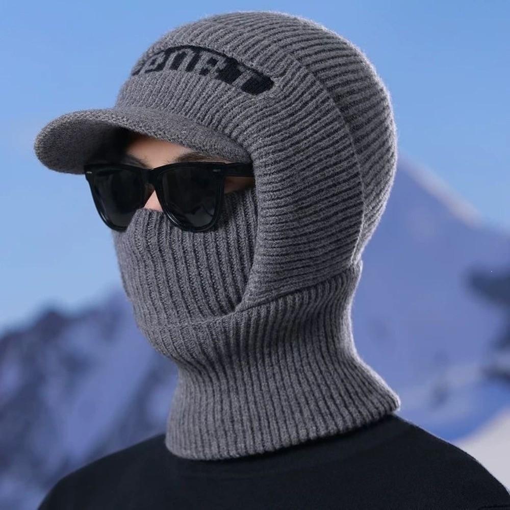 Knit Sturmhaube mit Schirm Dicke Thermische Wintermütze Vollgesichtsabdeckung Hut Für den Außenbereich