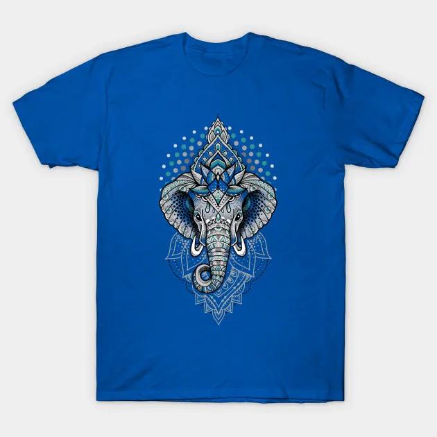 Novel Lotus Elephant Printed TShirt Summer Cotton ONeck Short Sleeve Mens T Shirt New S3XL S