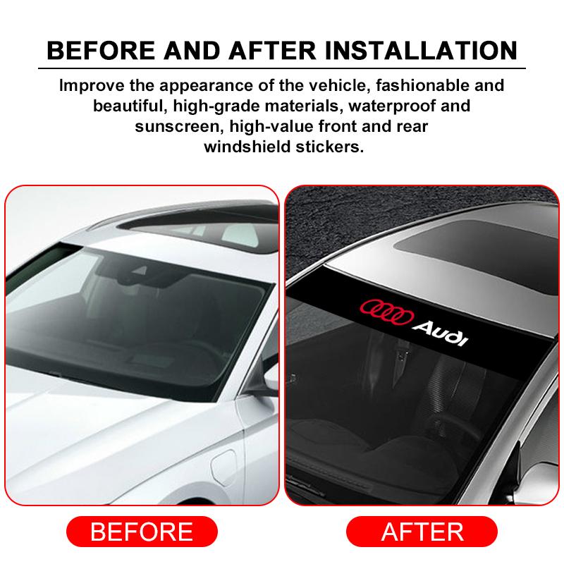 1Pcs Car Front Windshield Emblem Stickers Front and Rear Decorative For Audi S8 TT A4L A6L RS3 RS4 RS5 RS6 C6 S3 S4 S5 S6 S8 A7 A8 A3 A4 A5 Q3 Q5 Q7