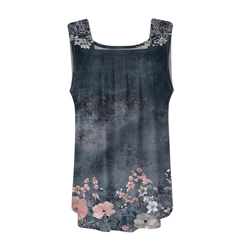 Ärmelloses T-Shirt mit plissiertem, quadratischem Kragen für Damen