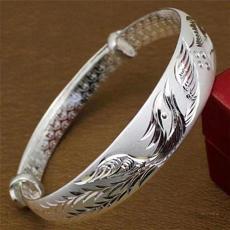 Neuer chinesischer klassischer nationaler Stil, nationale Flügel, Ankunft des Phönix, Schiebe-Silberarmband, vielseitig schieb-ziehbar, exquisit und einfach
