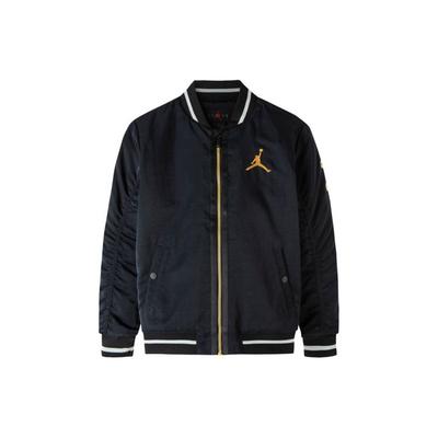 Logo Jumpman Vyšívaný Baseballový Límec Teplá Bunda na Zip Dětské Bundy Černá JD2212006GS002