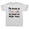 Mens I Dont Need Google My Wife Knows Everything Funny French Text T Shirt for Men Husband Dad Groom Clothes Humor TShirt