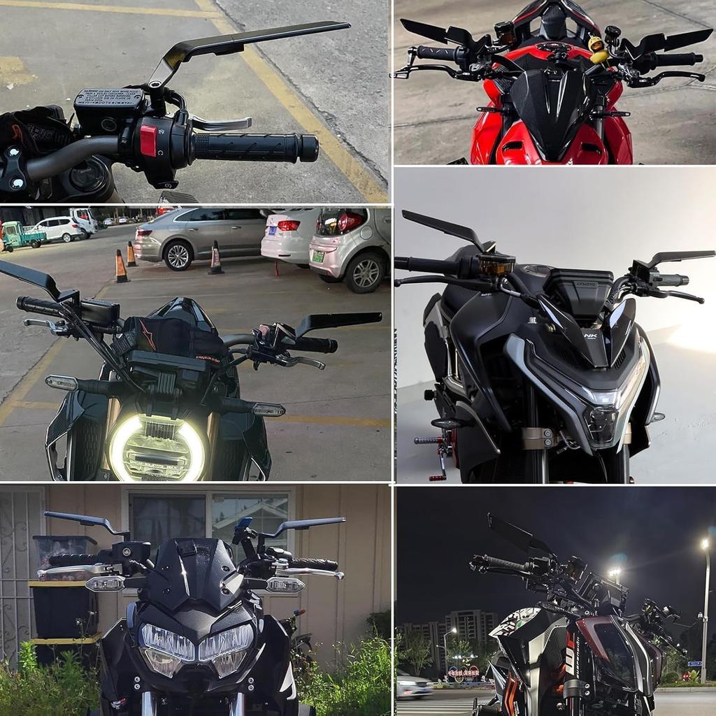 RACEAST Motorcycle Upgraded Enlarged Rearview Stealth Wing Adjustable Rotating Side Left and Right Compatible with Super Duke Evo and Many Other