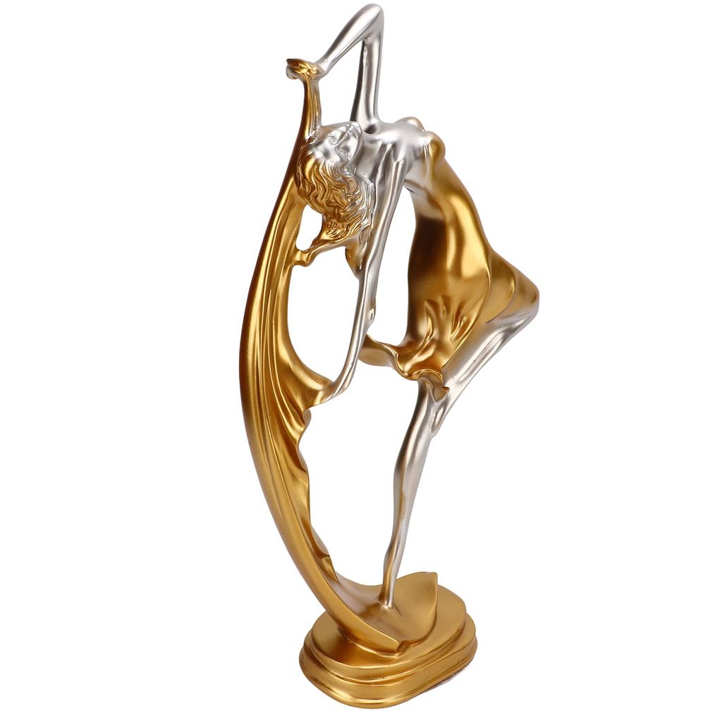 Dancing Girl Statue Gold Elegant Ballet Girl Craft Ornaments for Living Room Bedroom Wine Cabinet