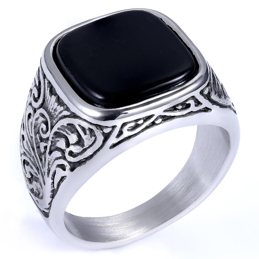 

Unique Unisex Carved Square Turquoise Ring Simple European American Style Jewelry No. 13