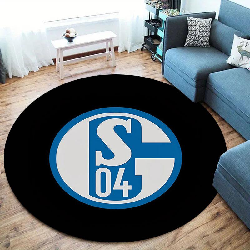 FC Schalke 04 Round Area Rug,Carpet Rug for Living Room Bedroom Sofa Playroom Decor,Non-slip Floor Mat