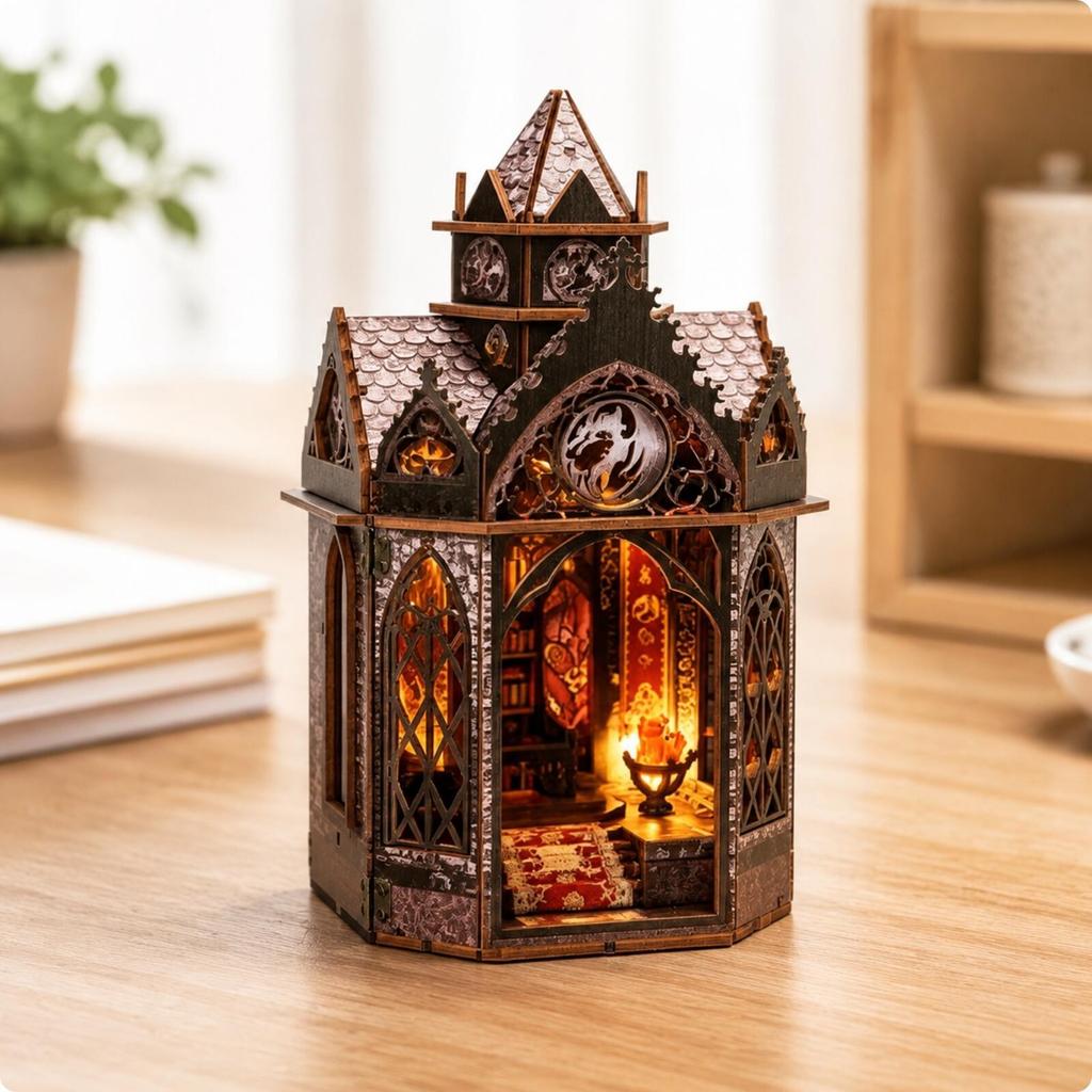Gothic Dragon Castle Structure Model Detailed Puzzle Decorative for Desk, Adults