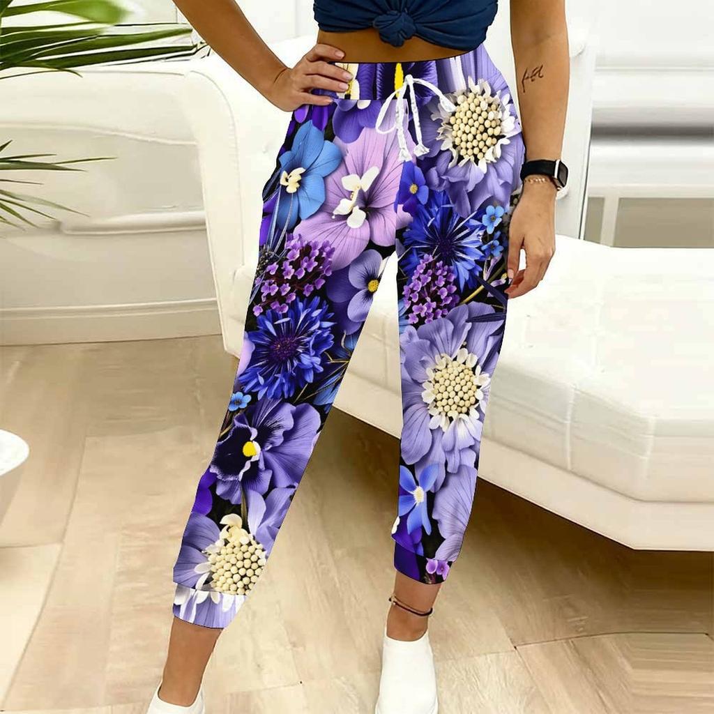 Sommer Damen Graffiti Trend Print Jogginghose Lockerer Schnitt Kordelzug Jogginghose Elastischer Bund Tägliche Lässige Hose
