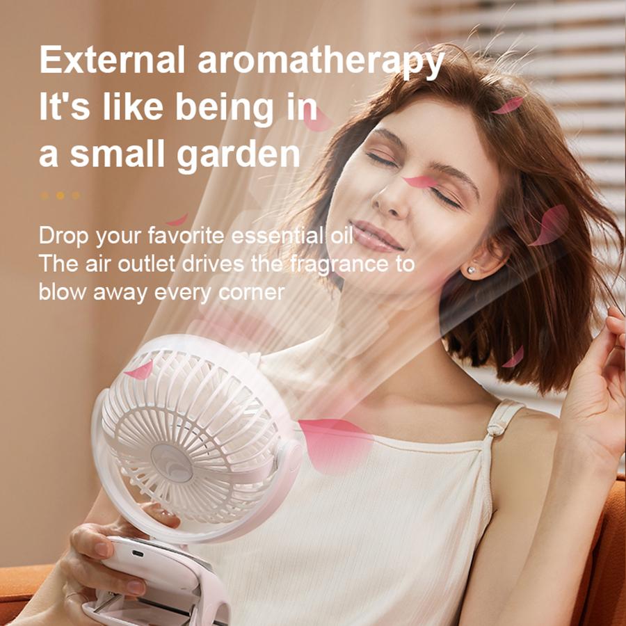 2024 New LED Digital Display Rechargeable Clip Fan Portable Fan Air Conditioner with Night Light Perfect for Student Dormitory