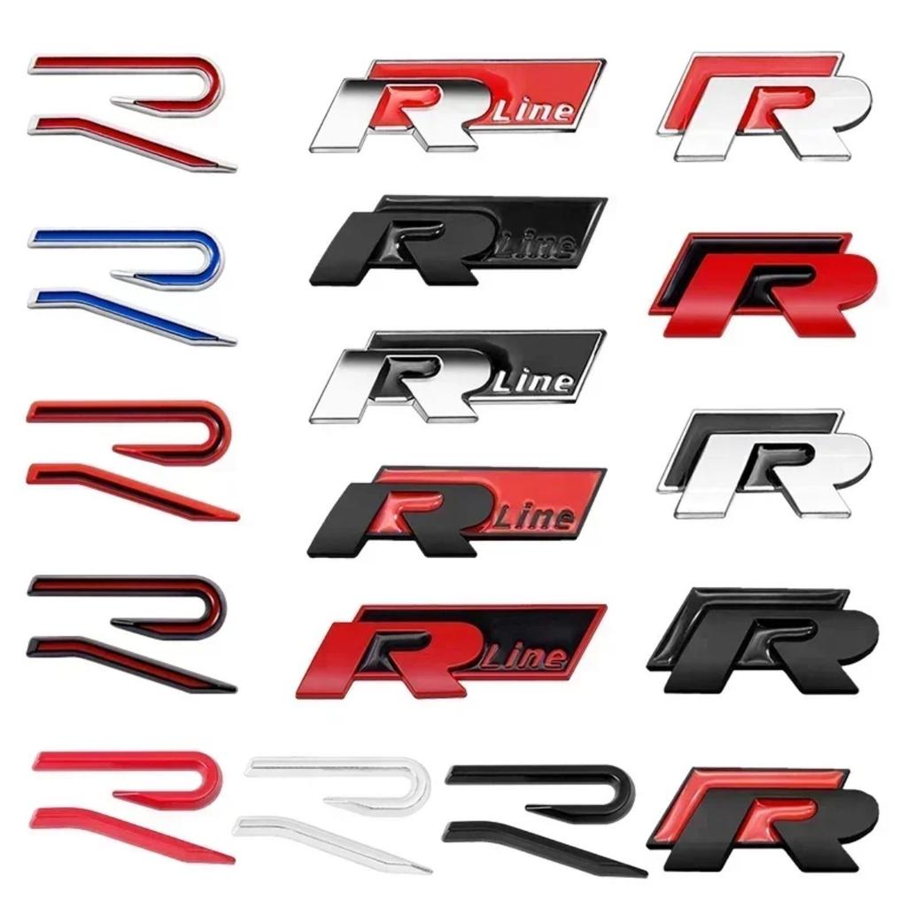 Autocollant Emblème Logo R RLine en Métal 3D Autocollant Emblème Coffre Arrière de Voiture Accessoires de Style Extérieur de Voiture de Haute Qualité