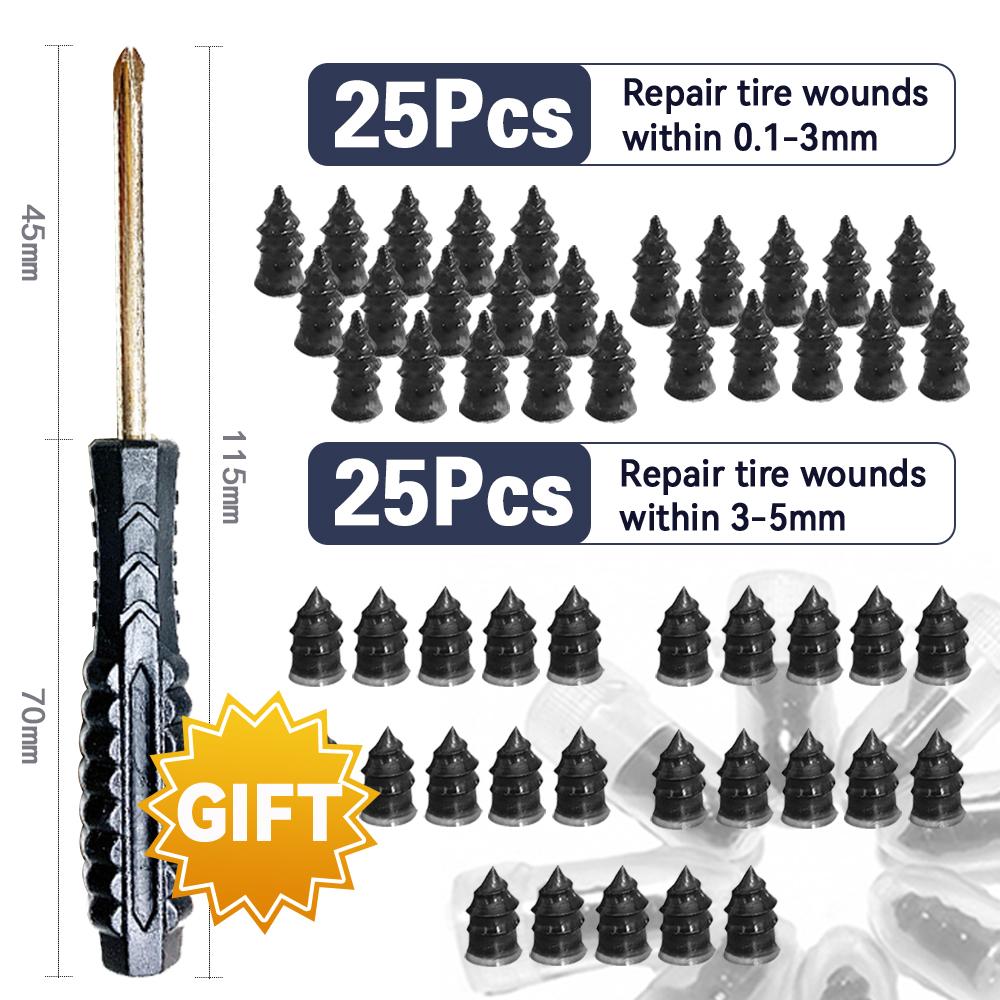 50pc Car Universal Vacuum Tyre Repair Set with Screwdriver Tire Wholesale Puncture Repair Wheel Tubeless for Car Tire Accessorie
