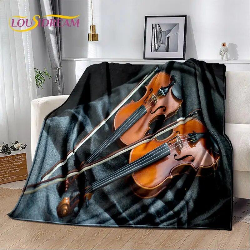 Classical Violin Instrument Music Soft Plush Blanket,Flannel Blanket Throw Blanket for Living Room Bedroom Bed Sofa Picnic Cover