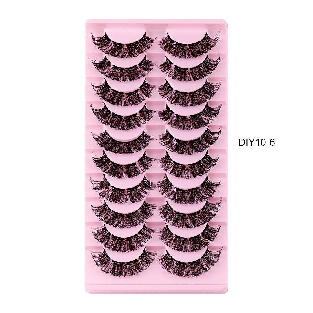 

10 Pairs Of Segmented False Eyelashes, Naturally Thick And Curled Diy Grafted Single Tuft Eyelashes