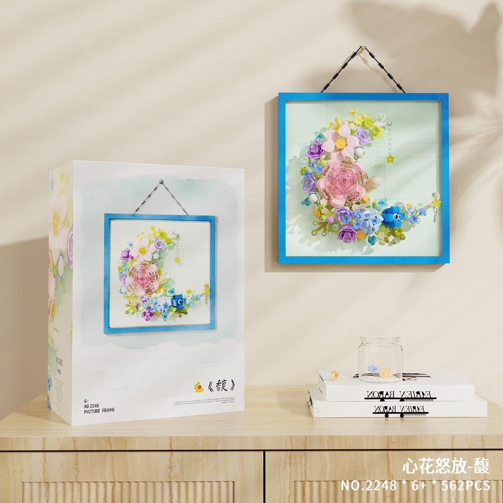 Rám Květinového kytice Stavebnice Mikro kostičky Bonsaj DIY Domácí dekorace MOC Botanické květiny pro dospělé Dětské hračky Dárky