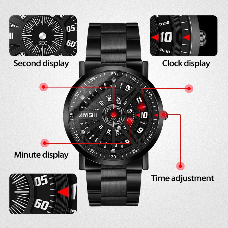 

CQ284 Модные мужские часы Креативный дизайн Водонепроницаемые часы с кварцевым механизмом и стальным ремешком Крутые часы Подарочные часы для мужчин