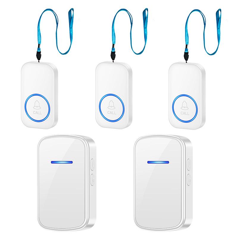 Elderly Emergency Call Button Wristband: Remote Control Alarm for Bedside Assistance 3 Lanyard Buttons + 2 Receivers (White)