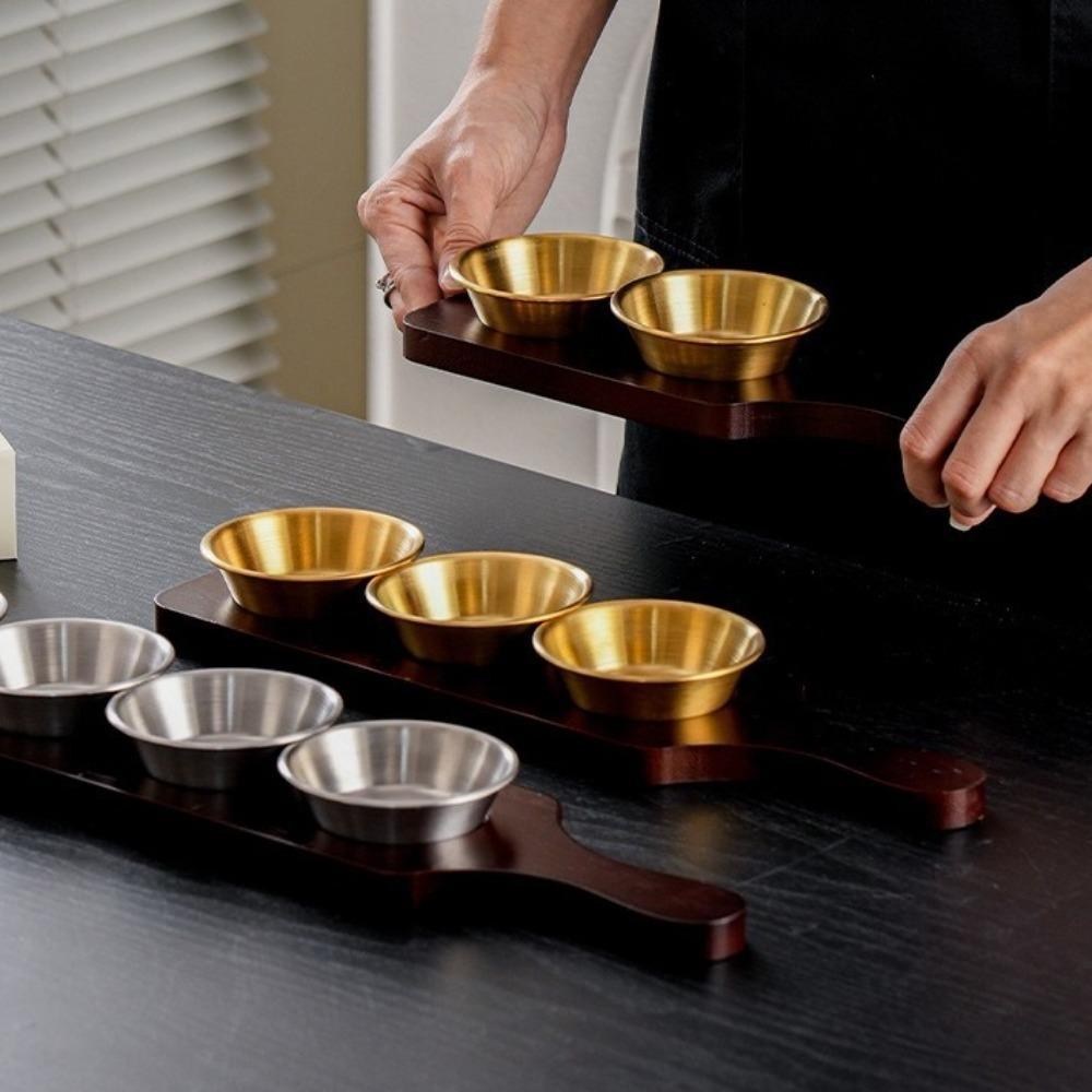 Multi-function Divided Dipping Dish Elegant Snack Dish Stainless Steel Seasoning Plate  Barbecue