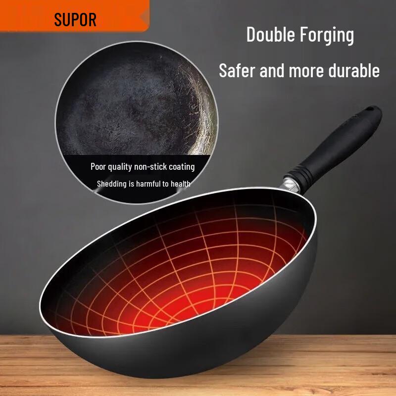 Supor 34cm Non-Coated Cast Iron Wok